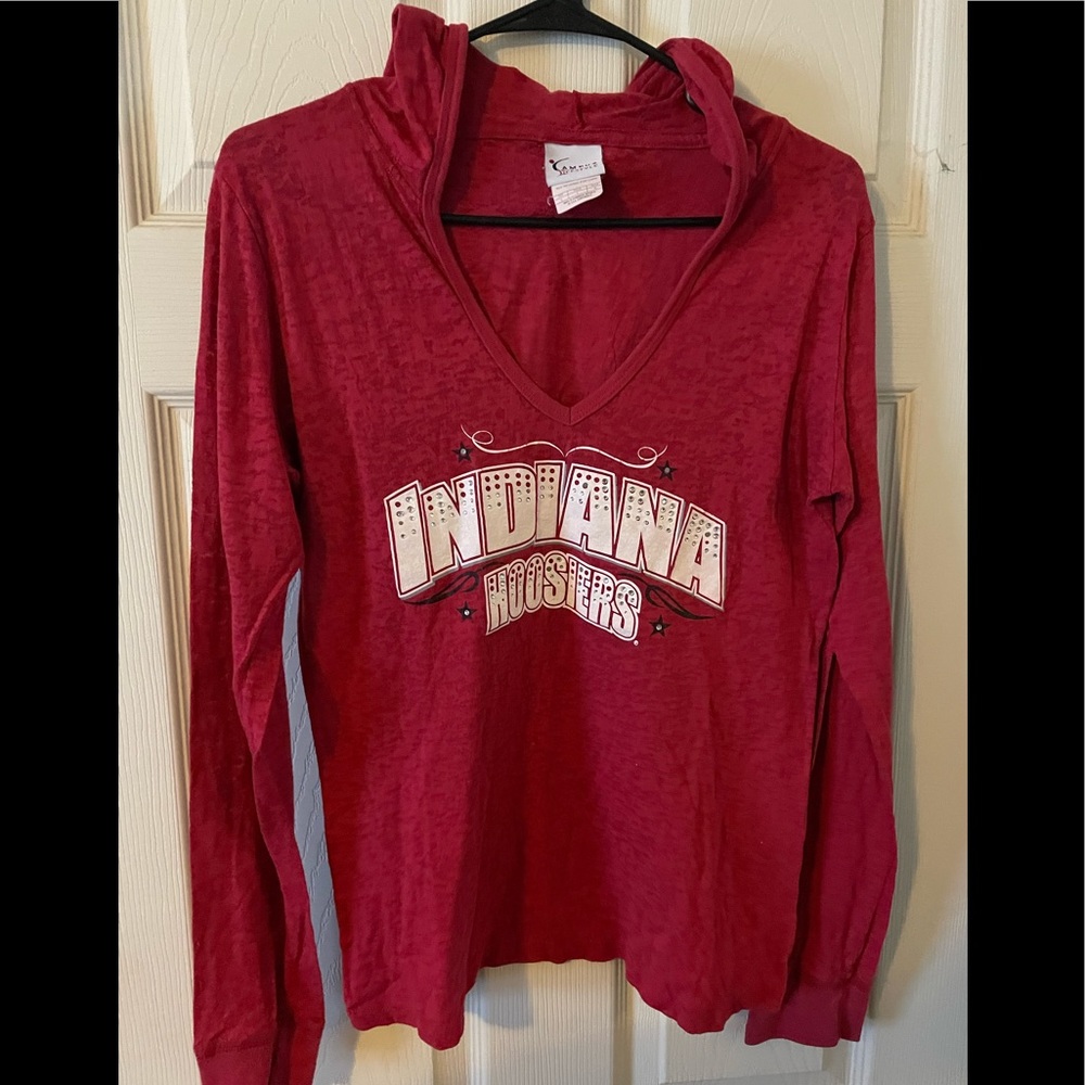 Indiana Hoosiers v-neck hooded long sleeve tee